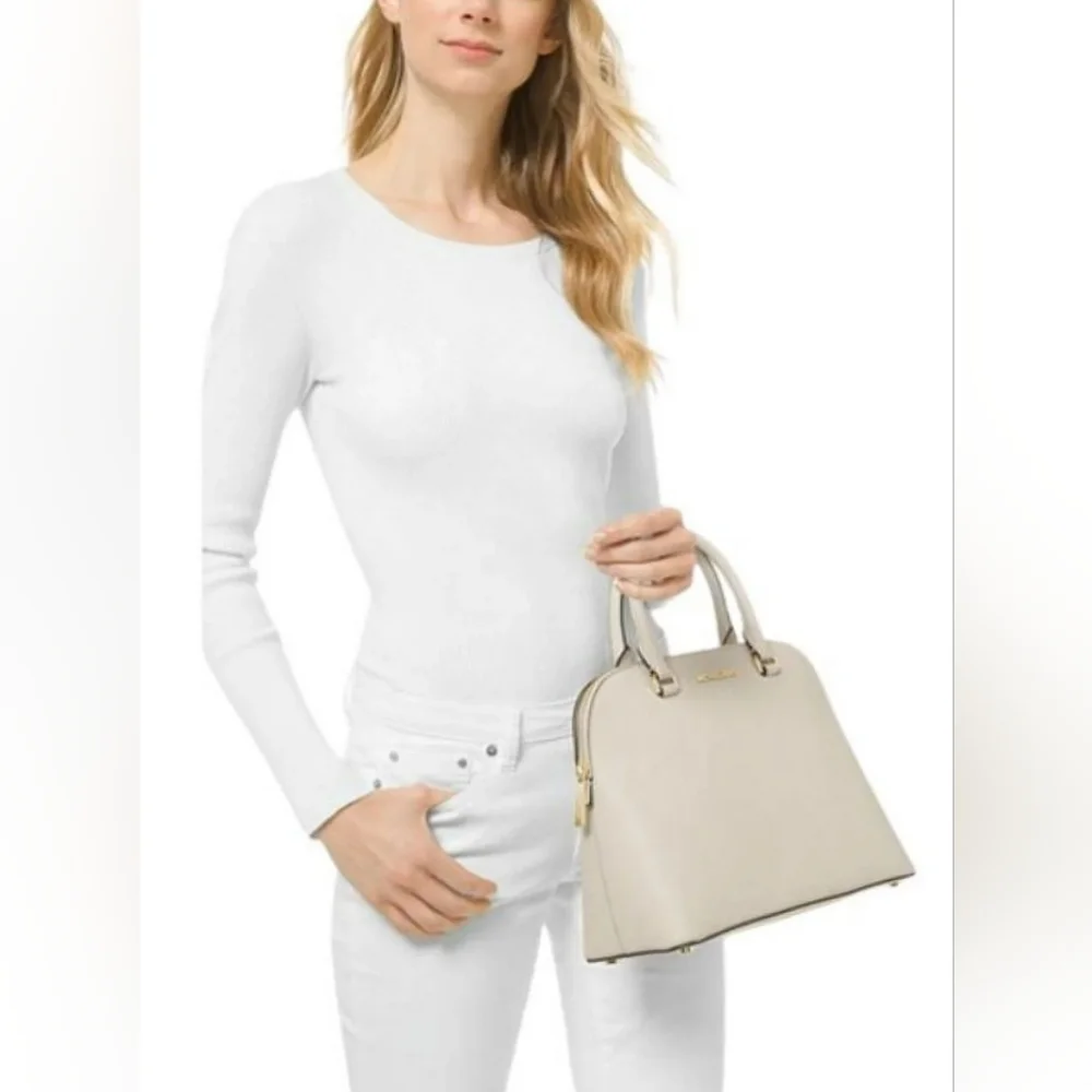 Handbag, Michael Kors, Cindy Satchel, Cream, EUC - Picture 5 of 10